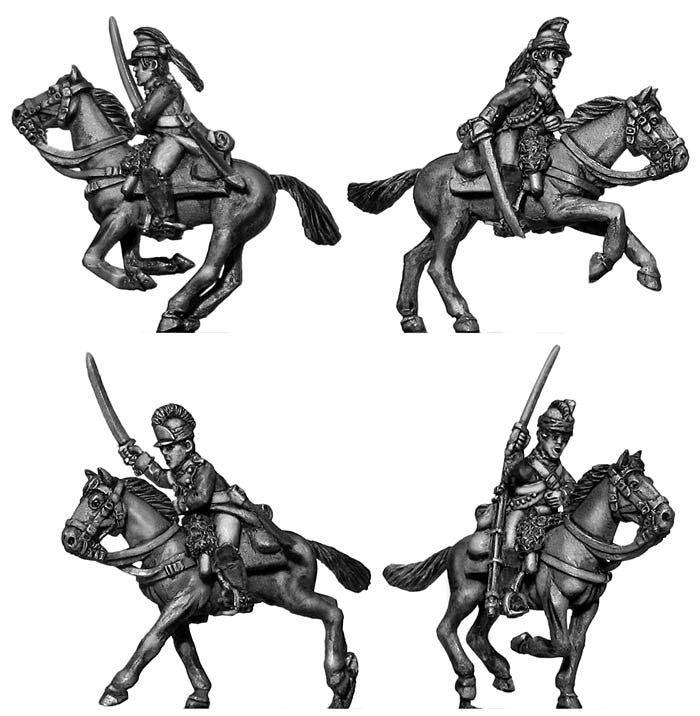 (100AOR034) Uniformed Continental Dragoons charging (4 figure set)