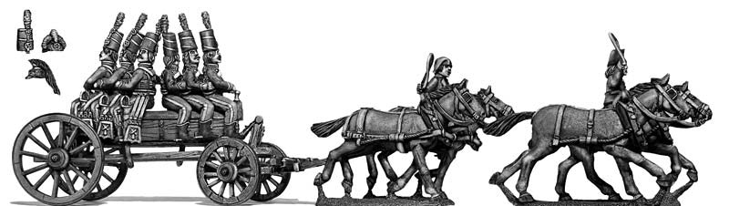 (100WFR131) Four horse wurtz wagon, cantering, two civilian drivers