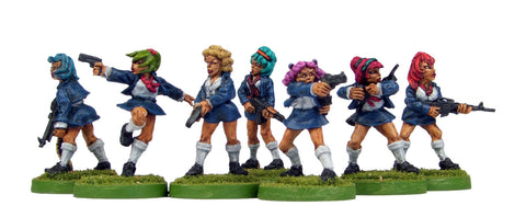 (100FAN04) Kung Fu School Girls with Guns-7 figure set