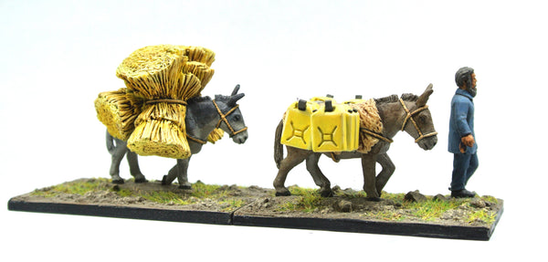 (100MOD086) Afghan Pack Train- 3 mules with baggage, two guides