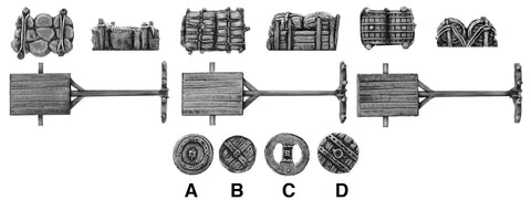 (AB-VIN10) NEW Small ox cart) 1 cart no oxen, random load & random set of wheels