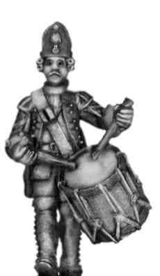 (100AOR108) 1756-63 Saxon Fusilier Drummer, marching