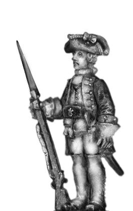 (100AOR111a) 1756-63 Saxon Grenadier Officer, with musket, at attention