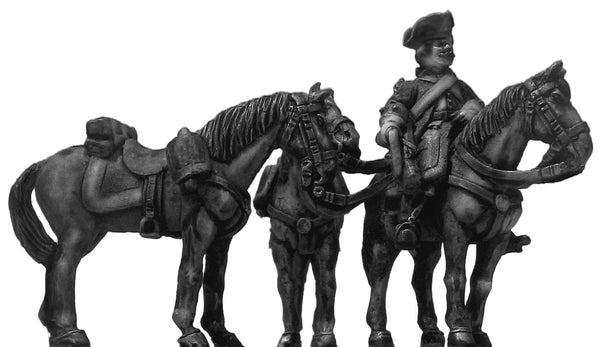 (100AOR151) 1756-63 Saxon Dragoon/Chevauleger horseholder+horses