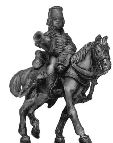 (100AOR160) 1756-63 Saxon Hussar trumpeter, pelisse & mirliton