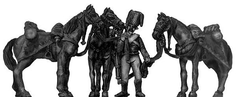 (100AOR164) 1756-63 Saxon Hussar horseholder/horses/colpack