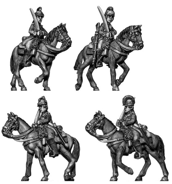 (100AOR033) Uniformed Continental Dragoons at rest (4 figure set)