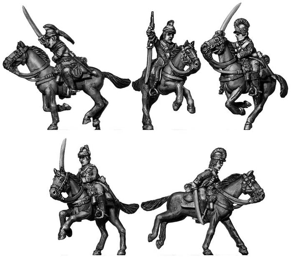 (100AOR039) Ragged Continental Dragoon charging (5 figure set)