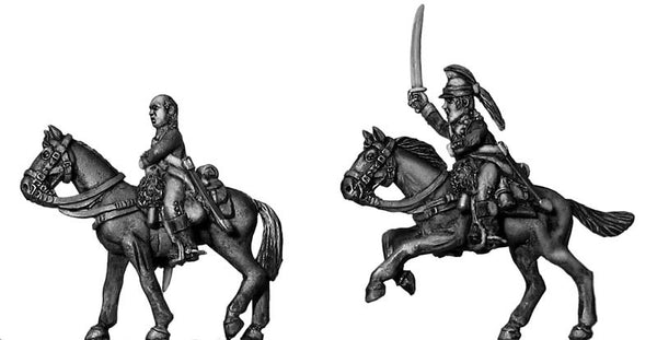 (100AOR040) Ragged Continental Dragoon Command Set, at rest (3 figure set)