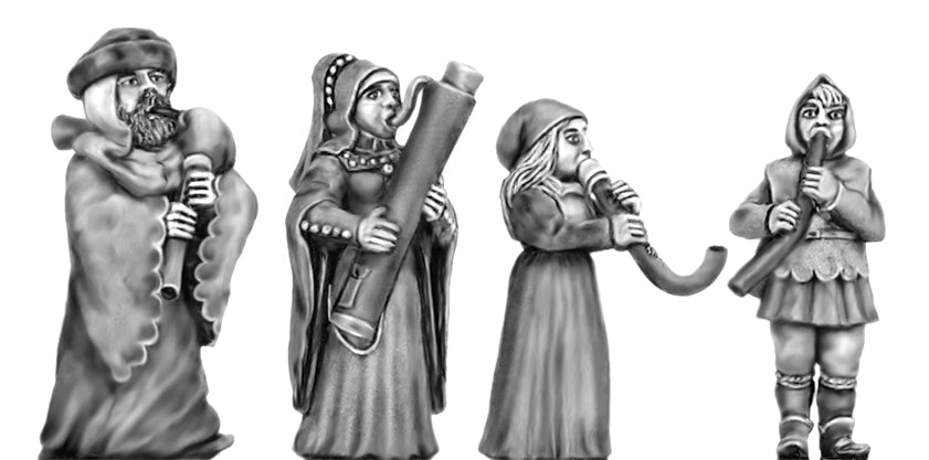 Miniature Wind Instruments (100CIV061) NEW Medieval Wind Instruments 4 figures | Eureka Miniatures USA