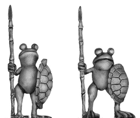 (100FRG08) Frog, with spear & turtle shell shield