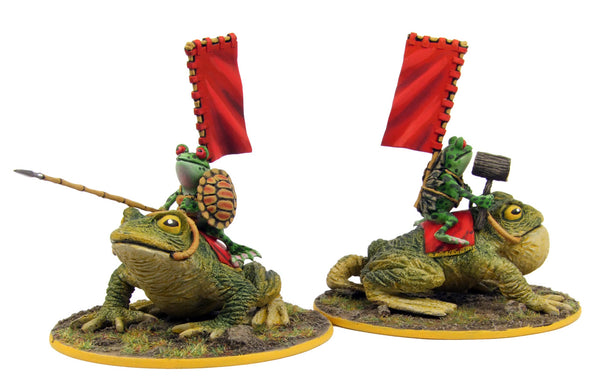(100FRG22) Frog Samurai on toad mount, back banner, assorted weapons