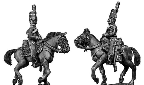 (100WFR116a) Mtd. Horse Artillerymen, hussar jacket, mirliton style shako