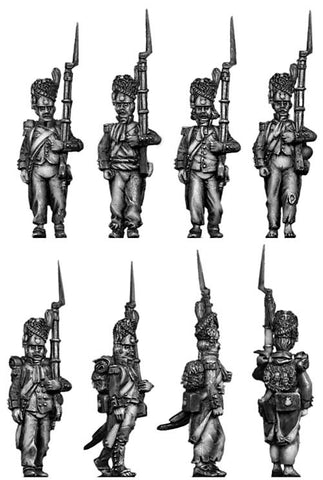 (100WFR021) Grenadier, bearskin, ragged campaign uniform, marching