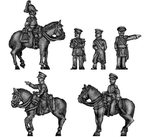 (300CMW079) Russian Staff Officer Set, 3 mounted, 3 dismounted