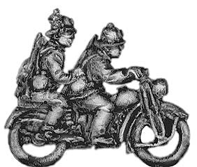 (300WWT50) Bersaglieri on motorcycle with pillion passenger
