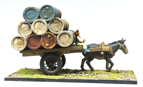 (100MOD084) Afghan Donkey Cart with Barrels
