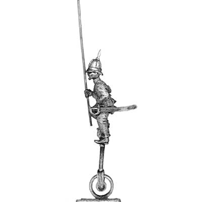 (PAXR03) Standard Bearer on unicycle in pith helmet
